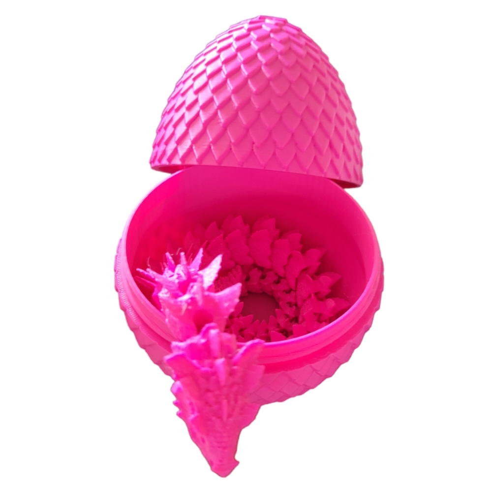 Pink Dragon Egg and Articulated Aquatic Dragon 3d Printed
